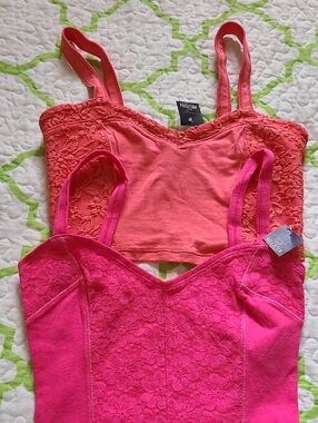 Hollister Pink & Coral Lace Crop Tops - 2 Pack